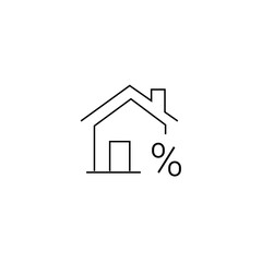 single outline icon home loan or home investment. with home elements and percent. linier icon collection. editable stroke. vector illustration.