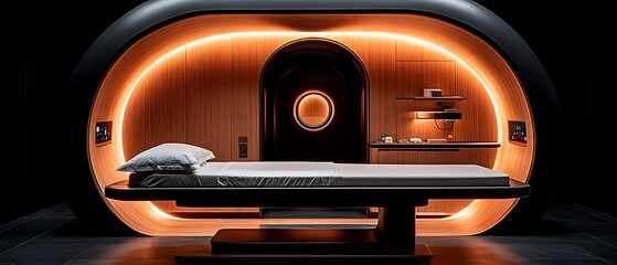 Futuristic, enclosed bed pod