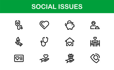 Social Awareness Icon Pack. Minimal Line Art for Activism, Diversity, and Human Rights Designs