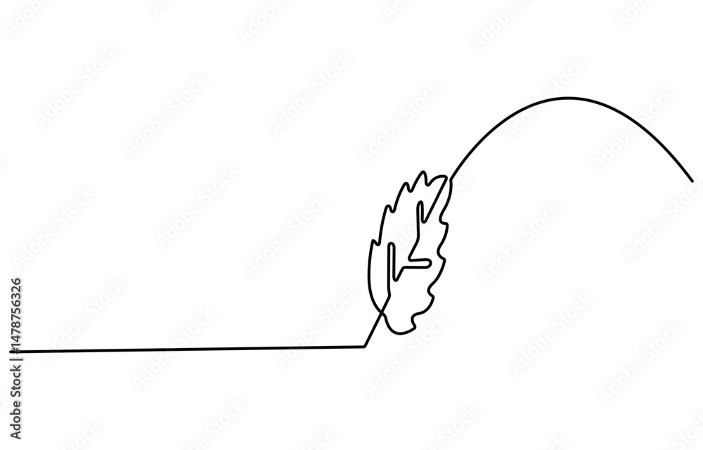 Poster leaf drawn with one continuous line. single line drawing of an chestnut leaf. a colored chestnut lea