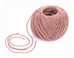 Yarn Skein with Loose Thread on Isolated Background