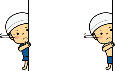 水に入るのを嫌がる水着の小学生男女