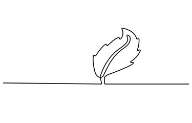 leaf drawn with one continuous line. Single line drawing of an chestnut leaf. A colored chestnut leaf icon in the form of a continuous line. Single line icon. Vector illustration.