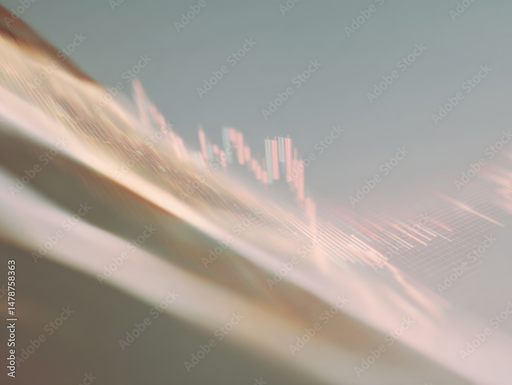 Aufkleber Minimalist Financial Flux Ethereal Market Volatility Visualization with Soft Pastel Gradient - Dynamic Economic Insights for Digital Reporting