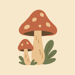 Cottagecore Theme Style Mushroom Vector Template