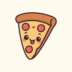 Kawaii Design Style Cheeky Slice of Pizza Vector Template