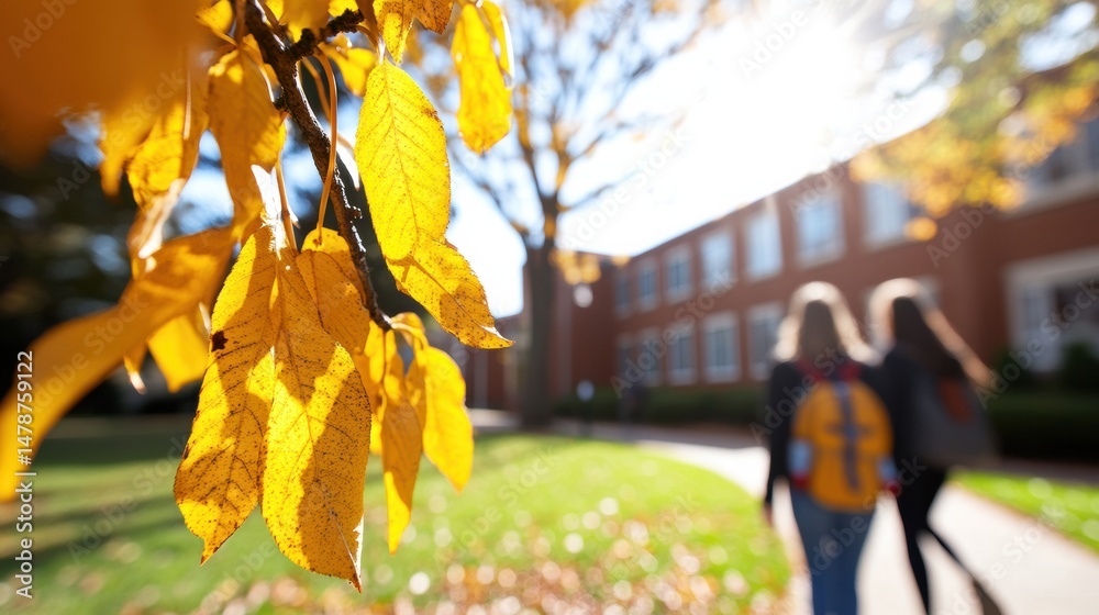 Aufkleber emerging campus dynamics gen z collaborative learning in autumnal academic spaces - innovative highe