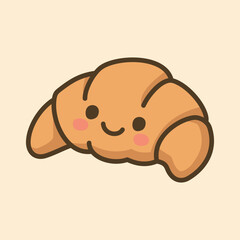 Kawaii Design Style Croissant Vector Template
