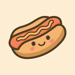Kawaii Design Style Hotdog Vector Template