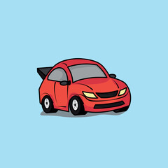 Red car illustration isolated background