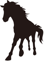 駆ける馬　正面　シルエット