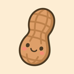 Kawaii Design Style Peanut Vector Template
