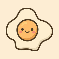Kawaii Design Style Sunny Side Up Vector Template