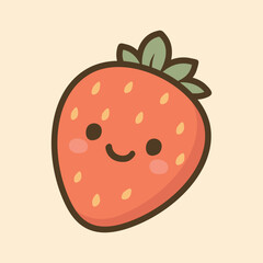 Kawaii Design Style Strawberry Vector Template