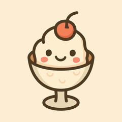 Kawaii Design Style Glass of Ice Cream Vector Template