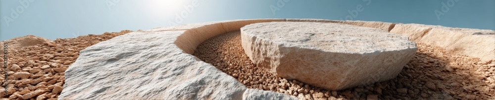 Poster Minimalist Geological Innovation Organic Curved Stone Flow Visualizing Digital Strategy and Adaptive Business Transformation in Immersive 8K