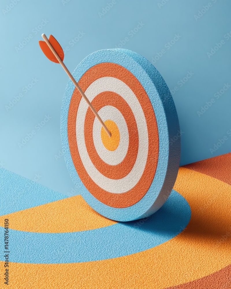 Aufkleber precision targeting minimalist mid-century modern archery goal visualization for strategic business 