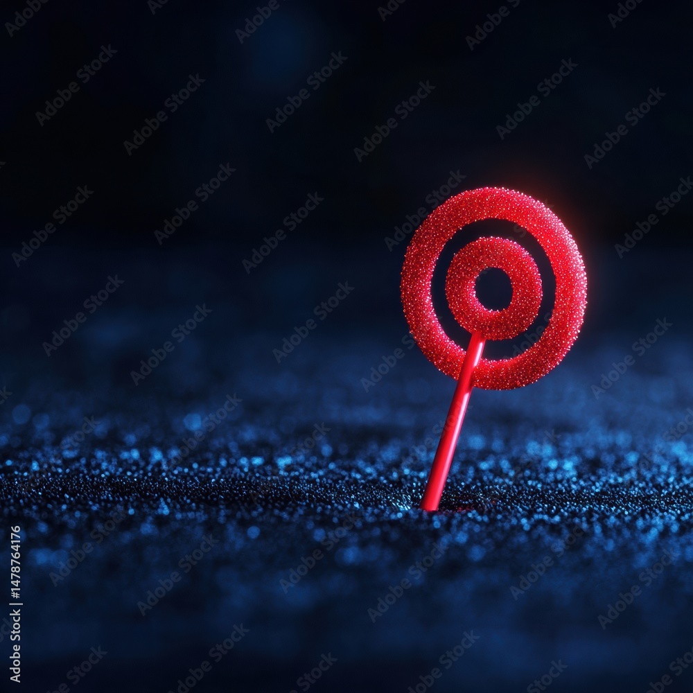 Poster Hyper-Precise Digital Achievement Futuristic Target Visualization in Immersive Particle Landscape - Breakthrough Technology Branding for Strategic Success
