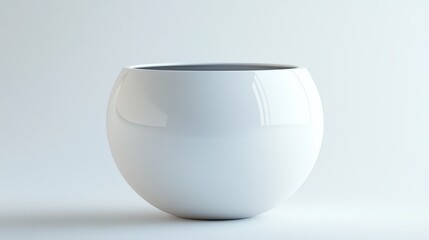 Minimalist White Spherical Vase on a Clean Background for Home Decor