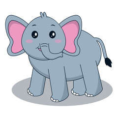 Cute Baby Elephant Cartoon Character. Isolated on White Background.