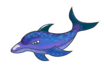 Dolphin isolated on white background. Sea life. Vector illustration