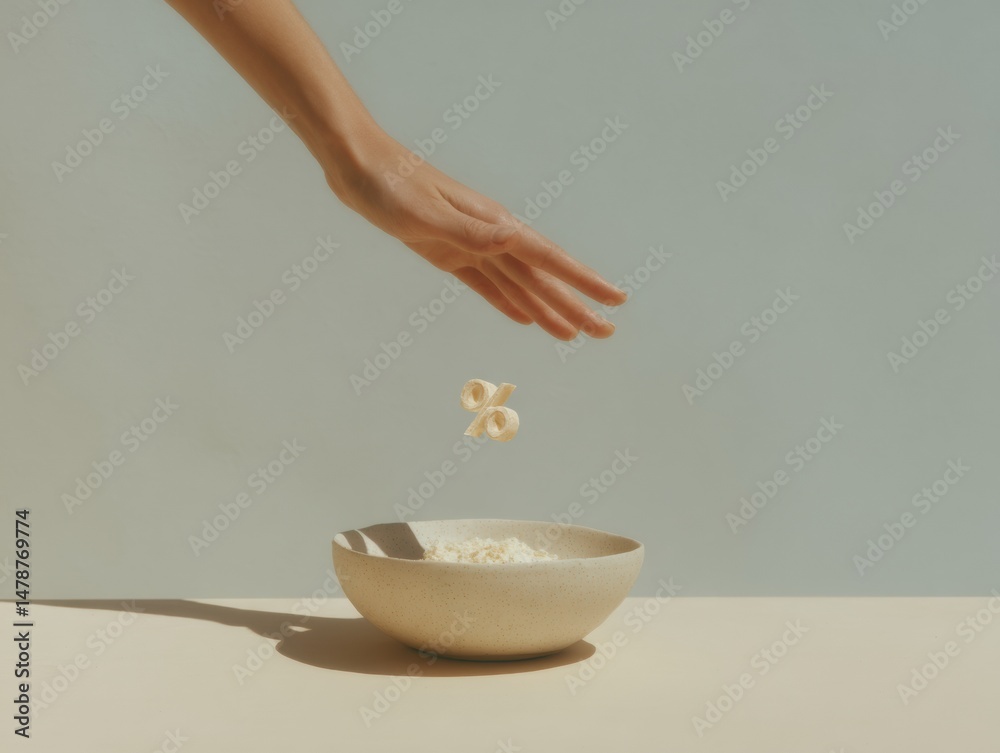 Poster Minimalist Financial Visualization Interactive Percentage Symbolism with Soft Organic Textures - Innovative Monetary Policy Design for Digital Banking Experience