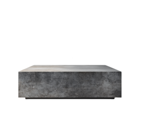 Grey Concrete Block Platform on Transparent Background, PNG