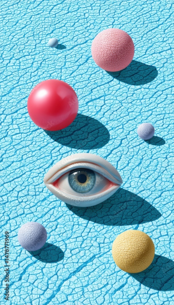 Poster digital privacy surrealism fractured cyber landscape with emotional surveillance icons - provocative
