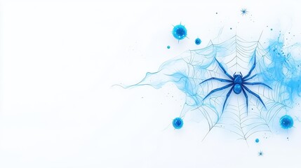 Obraz premium Hand-drawn magical spider web illustration with vivid threads and fantasy glow, clean white background