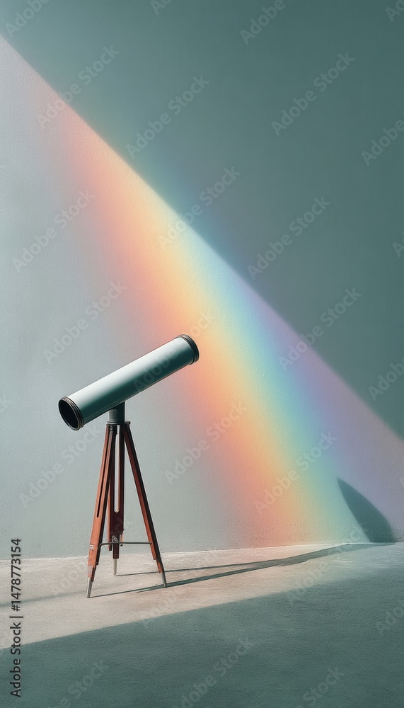 Poster prismatic vision quantum optics telescope visualizing spectral innovation - cutting-edge scientific 