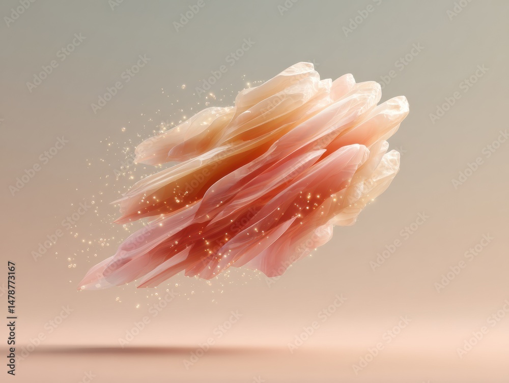 Aufkleber ethereal abstract motion design fluid organic crystalline structure in soft peach tones - innovative