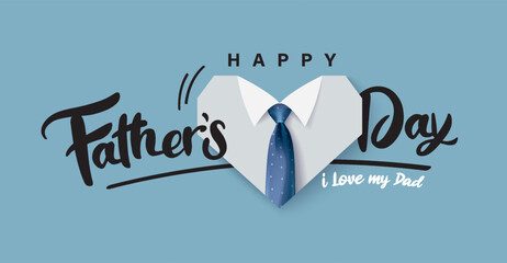 Happy Father’s Day Calligraphy greeting card. Father and child love. The child holds his father's hand. Vector background for banner, poster, illustration.