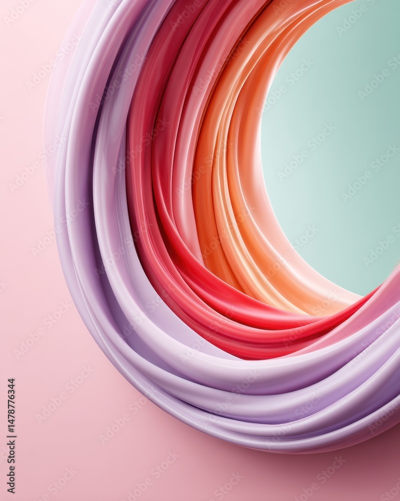 Fototapete Fluid Gradient Abstraction Soft Pastel Color Wave Design Showcasing Modern Digital Art Aesthetic with Minimalist Textile-Inspired Texture and Spatial Dimensionality