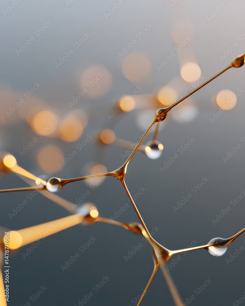 Aufkleber Neurotechnology Visualization Golden Molecular Network Revealing Quantum Connectivity in Advanced Digital Innovation - Emerging AI and Computational Design Breakthrough