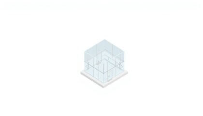 Abstract glass cube architectural design with modern minimalism on clean backdrop