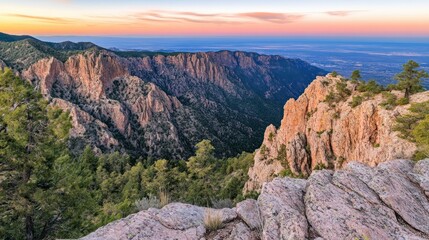 Mountain vista at sunset
