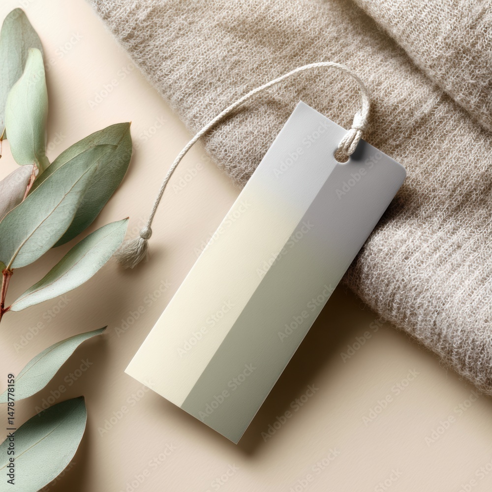 Poster minimalist eucalyptus bookmark mockup soft neutral palette design for modern reading enthusiasts - e