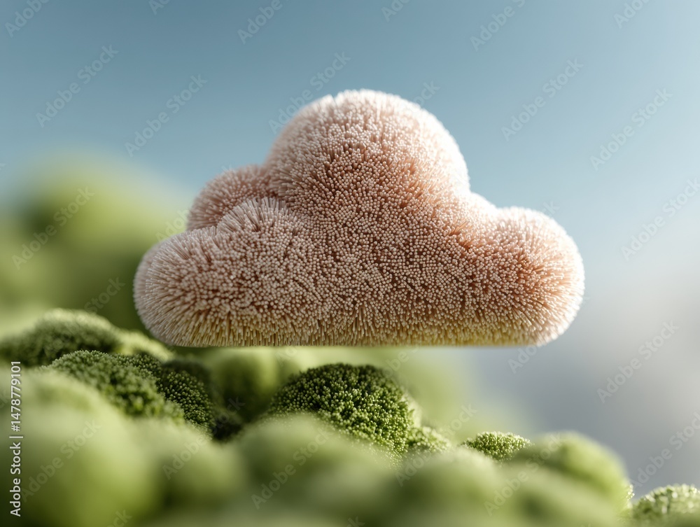 Leinwandbilder Eco-Futuristic Cloud Computing Organic Biomimetic Tech Visualization with Soft Textural Innovation - Sustainable Digital Transformation Concept