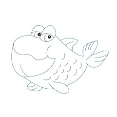 Fish. Sea dweller. Outline coloring book. Vector illustration