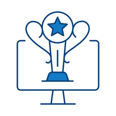 Online Award Blue Line Icon. E-learning, Education, Teaching, Online Study Icons Editable Stroke Vector Illustration
