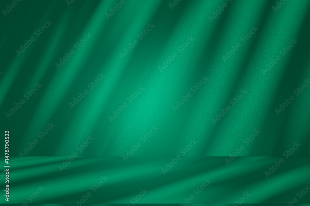 Aufkleber wall interior background, studio and backdrops show products. with leaf shadow from window color gre