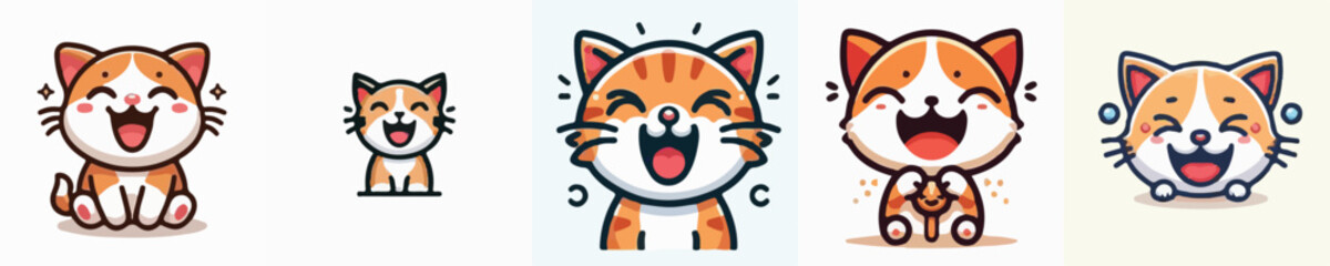 Collection of cute kittens vectors laughing happily