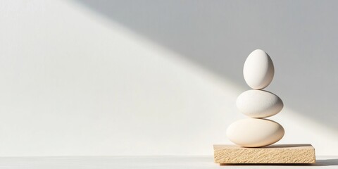 Serene Minimalist Easter Balance Zen Stone Composition with Egg - Wellness Design for Mindful Spring Marketing Aesthetics