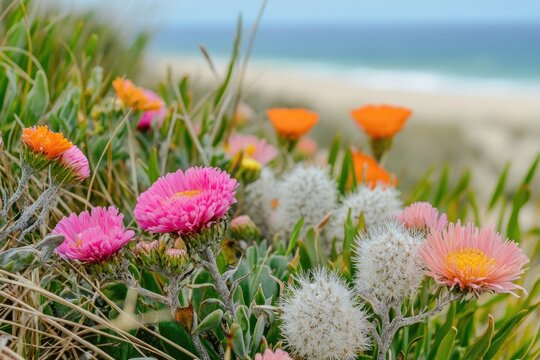Vibrant coastal wildflowers in a variety of colors.  