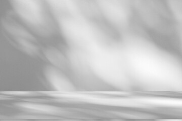 Wall interior background, studio and backdrops show products.with shadow from window color white and grey. background for text insertion and presentation product	