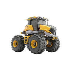 Fototapeta premium Futuristic Yellow and Gray Tractor with Massive Tires - 3D Render