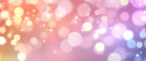 Obraz premium Abstract Festive Background with Glowing Bokeh Lights in Soft Pastel Pink and Purple Tones
