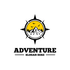 mountain compass adventure logo design
