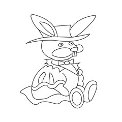 Hare, rabbit line art isolated on white background. Vector illustration