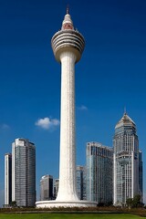 Modern tower cityscape, sunny day